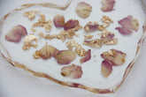 Untersetzer für Glas I Herz mit Echte Rosenblätter & Gold | 4er Set | Epoxy | Epoxidharz | Handgemacht | Getränkeuntersetzer | Tischdekoration